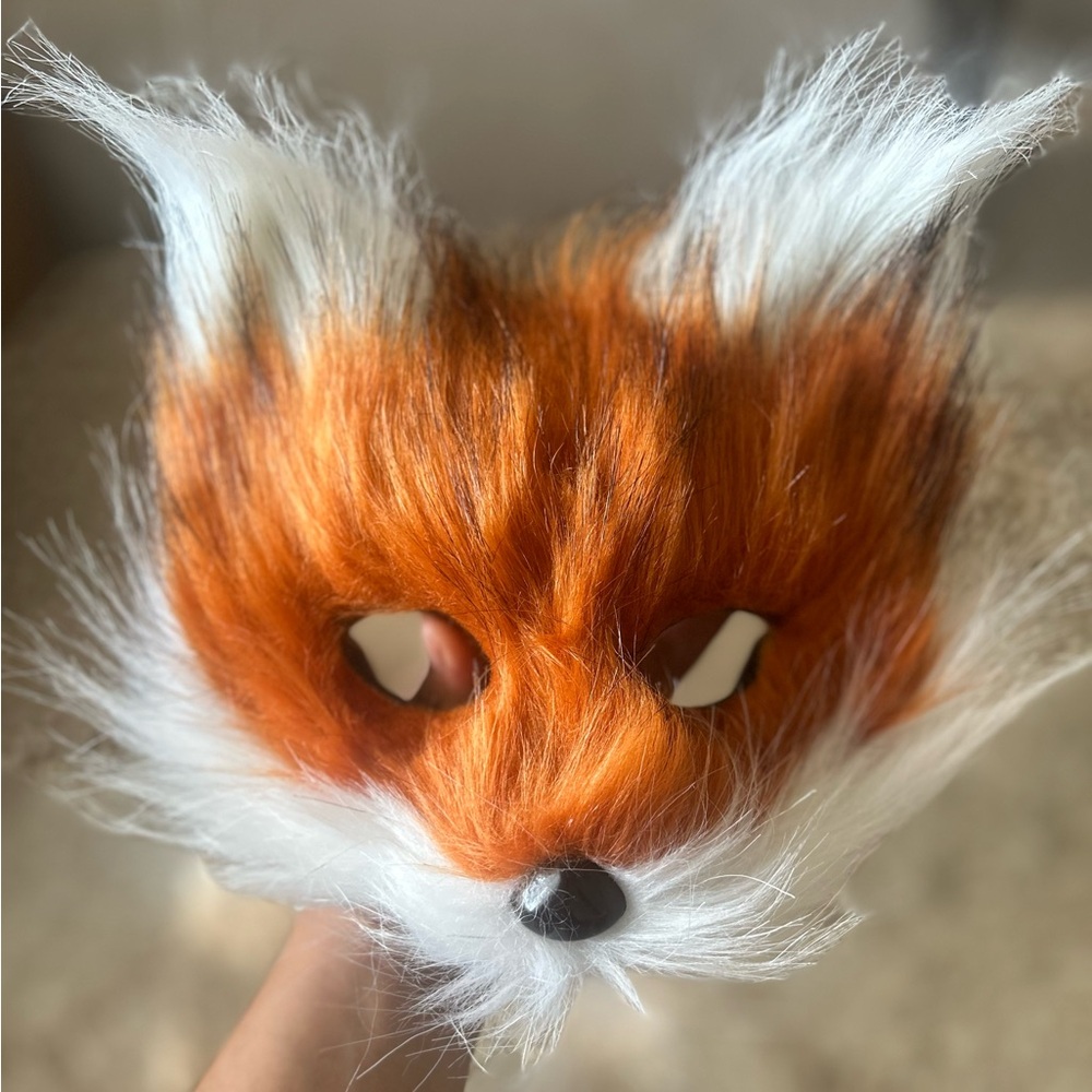 Furry Fox Mask with Orange and White Fur